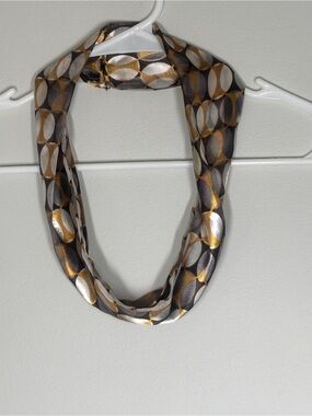 Gold & Silver Geometric Satin Infinity Necklace Scarf